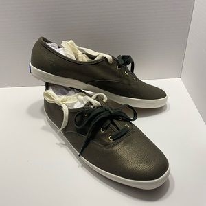 Keds Dark Olive Green Shimmer Canvas Size 11 New